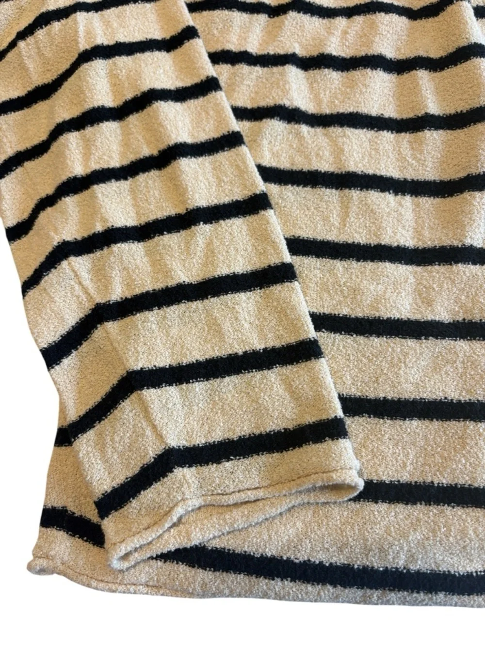J. Crew Cropped Boucle Rollneck Sweater in Stripe Size XXL Tan Black Nautical